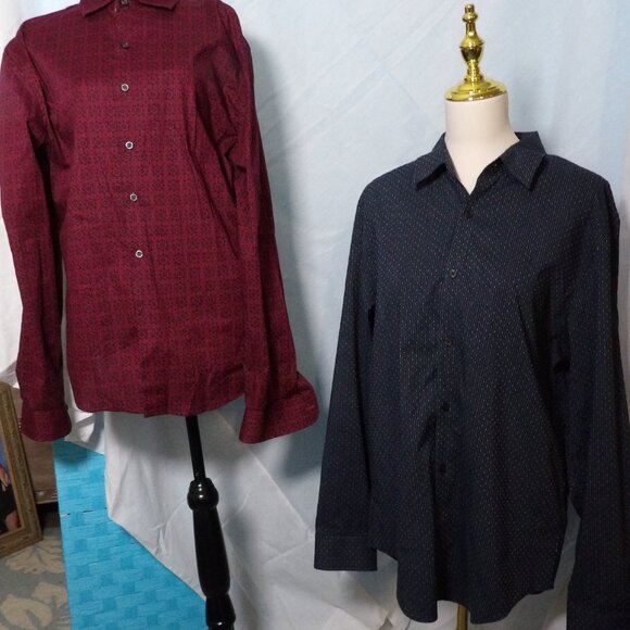 Two Men's Work SHIRTS - Very Handsome, Burgundy and Black/Gray - Picture 1 of 6